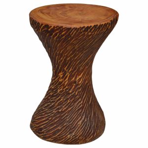 TABURETE Artesanal Cipres Tallado Redondo 29x47 AZT